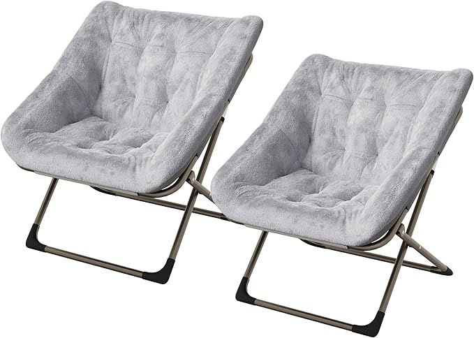 Comfy Chair for Adults, Foldable Living Room Chairs, Soft Faux Fur Folding - Image 9