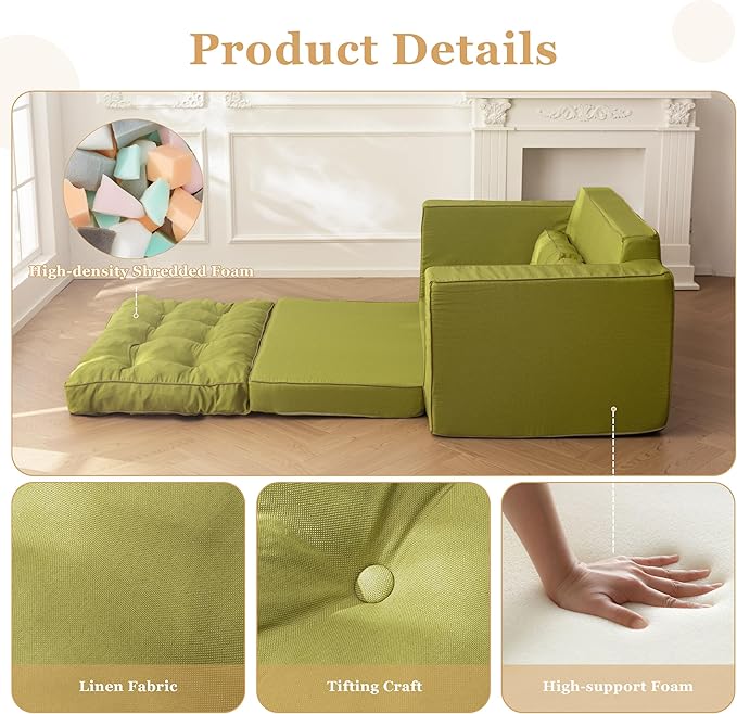 YOSHOOT Loveseat Sleeper Sofa, 3-in-1 Pull Out Floor Couch - Image 4