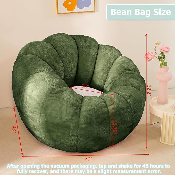 Pumpkin Bean Bag Sofa Chair for Adult, Beanbag Couch - Image 2
