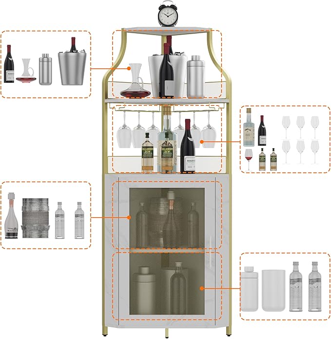 GarveeHome Corner Wine Cabinet - Image 4