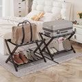Pack of 2 Fully Assembled Bamboo Luggage Racks, Folding Suitcase Stand by SmartFENDEE