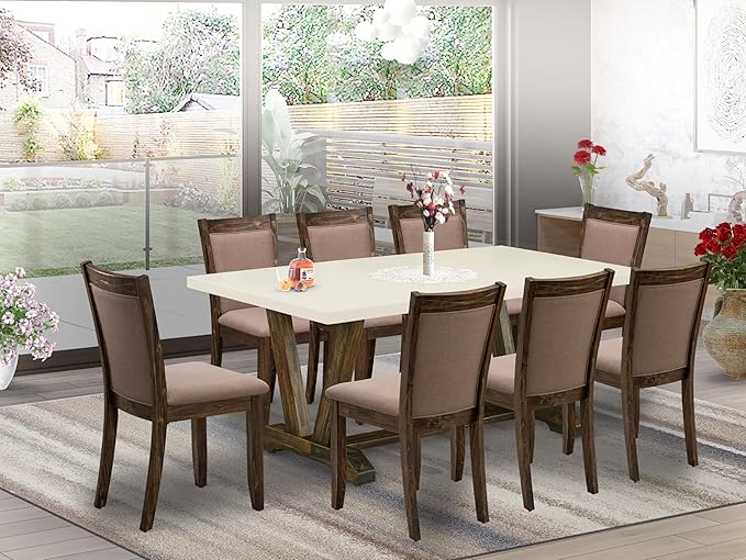 East West Furniture V727MZ748-9 9 Piece Dining Room Furniture Set Includes a - Image 2