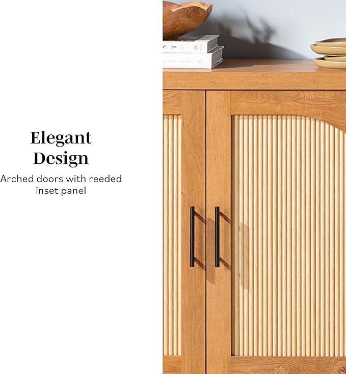 Walker Edison Sasha 4-Door Reeded Sideboard Buffet - Image 4