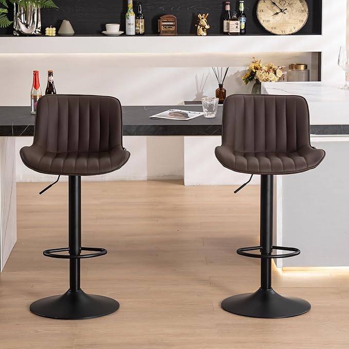 YOUNUOKE Counter Height Bar Stools Set of 2, Adjustable Swivel Stool Chairs - Image 3