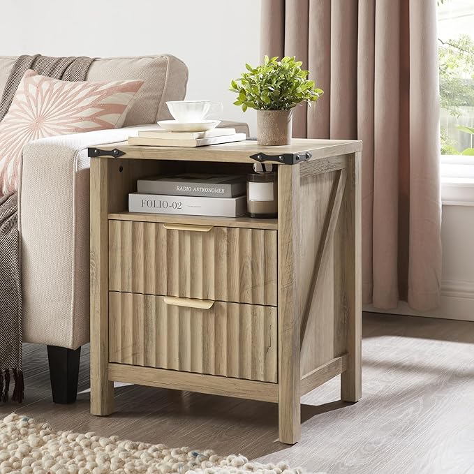 Fluted Nightstand with Charging Station by BuildHom