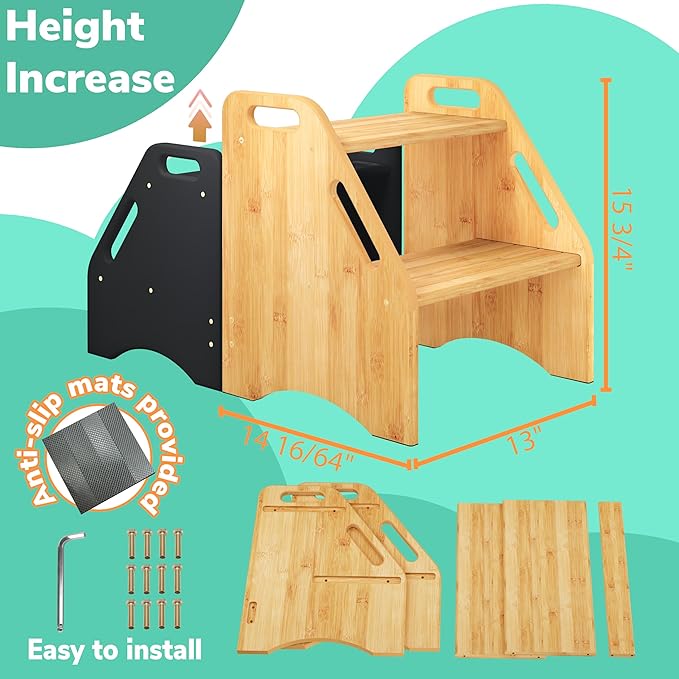AMBIRD Wooden Step Stool, 15.75'' H Potty Training Toddler 300 lbs Capacity - Image 5