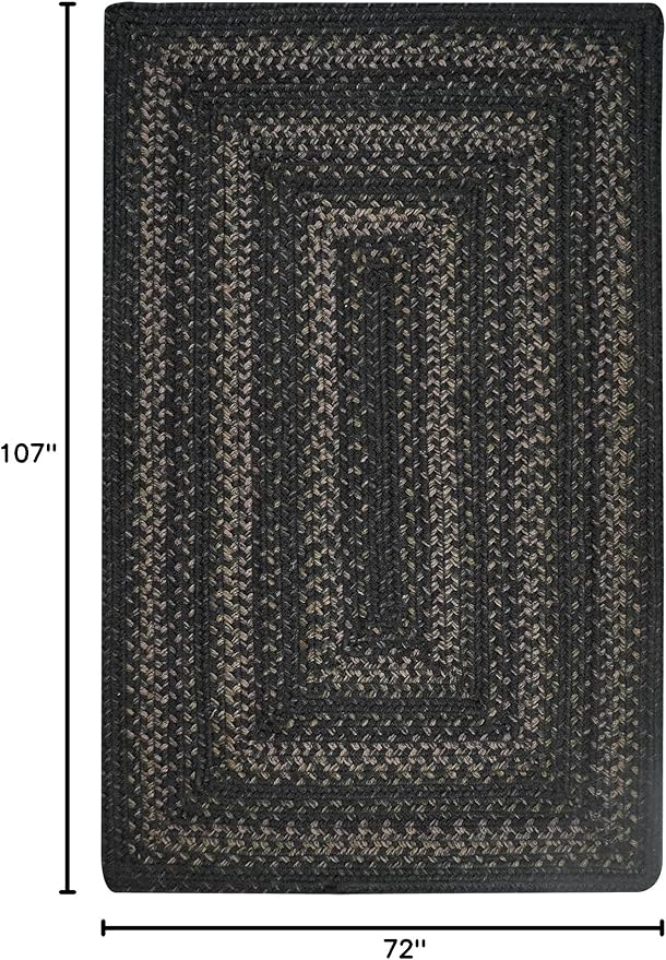 Homespice Jet Black Braided Rugs 6x9' – Primitive Style Large Black Area Rug - Image 2