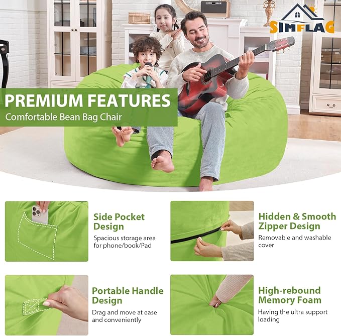 4FT Bean Bag Chair, Large Bean Bag Chairs - Image 4