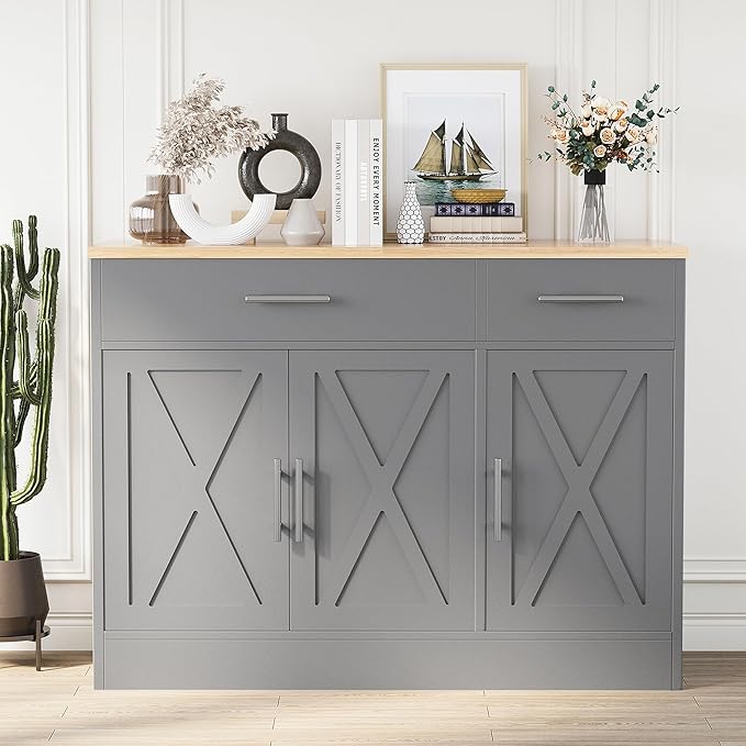 Shintenchi Modern Farmhouse Sideboard Buffet Cabinet - Image 2
