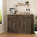 Shintenchi 3 Doors Farmhouse Sideboard Buffet Cabinet, Wood Coffee Bar Cabinet by Shintenchi