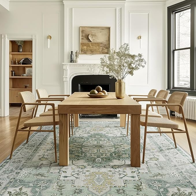 GENIMO 7'6''x9'6'' Area Rugs for Living Room, Machine Washable Non Slip Vintage - Image 3