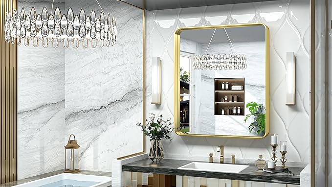 TokeShimi 32x36 Inch Gold Bathroom Mirror - Image 2