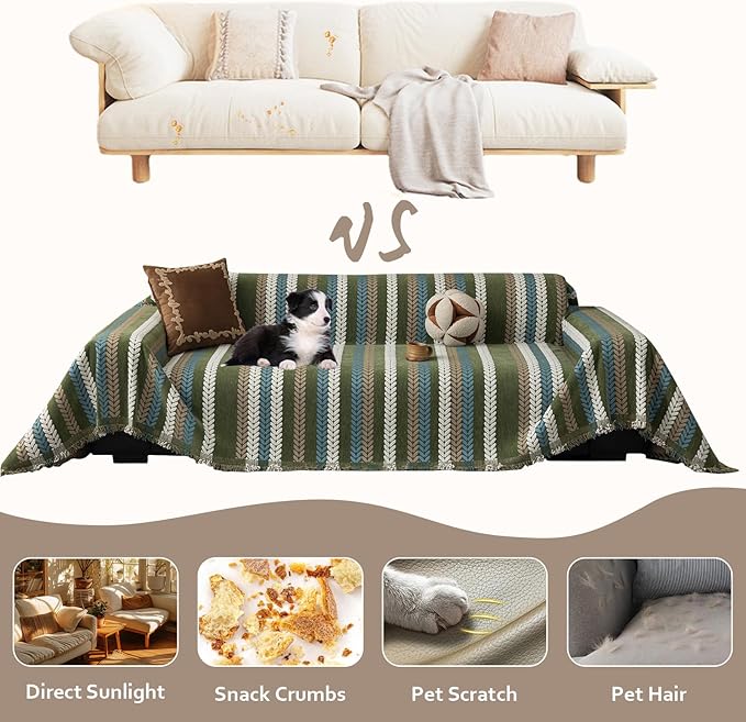 STACYPIK Thick Jacquard Green Couch Cover, Washable Sofa Cover - Image 4