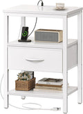 SUPERJARE Nightstand with Charging Station, Bed Side Table with Adjustable by SUPERJARE