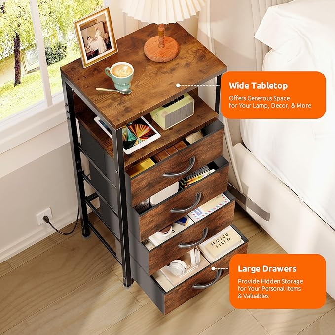 NightStand Bedside Charging Table Bedroom - Image 5