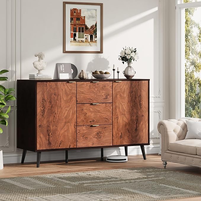 GarveeHome Buffet Cabinet with Drawers, 51.2'' Large Sideboard Buffet Credenza - Image 3
