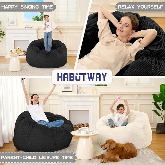 HABUTWAY Giant Bean Bag Chair for Adults/Kids/Teens, Pumpkin Bean Bag Couch - Image 6