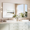 TokeShimi 72x36 Brushed Nickel Bathroom Mirror, Tempered Glass, Bathroom Wall by RefinedBathroomAccessories