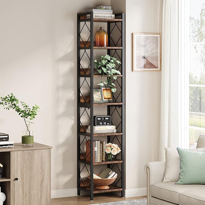 Tribesigns 78.7 Inch Extra Tall Narrow Bookshelf, 7-Tier Skinny Bookcase - Image 5