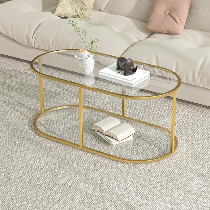 Coffee Table Gold Glass Coffee Table - Image 4