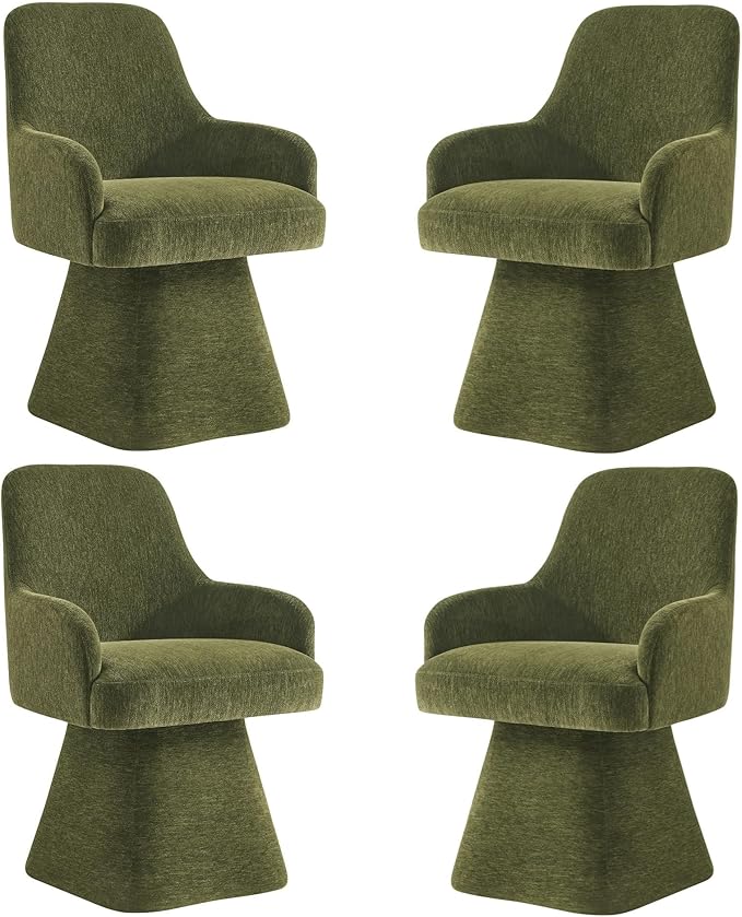 Swivel Dining Chairs Set of 4, Mid Century Modern Chairs Fabric Upholstered by Kislot