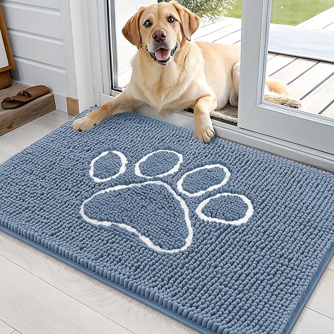 OLANLY Door Mat for Muddy Dog Paws 36x24, Absorbent Chenille Doormat by OLANLY