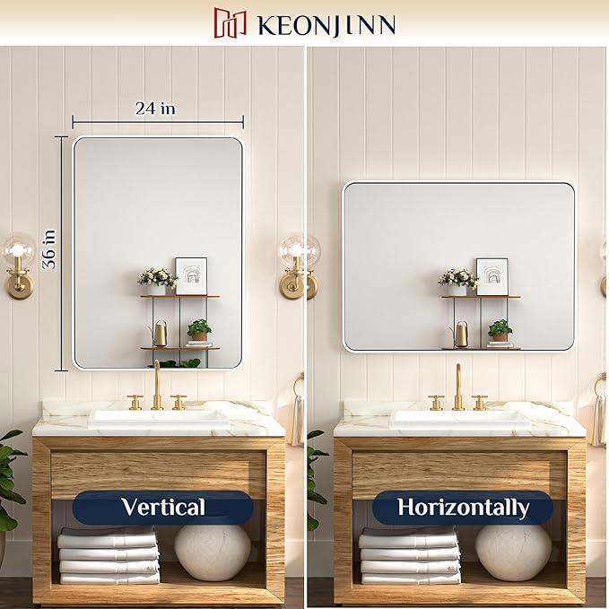 Keonjinn White Bathroom Vanity Mirror - Image 8
