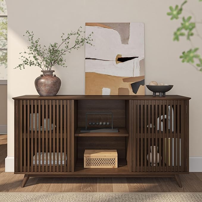 Plank+Beam Mid-Century Modern Wood TV Stand, Solid Wood Entertainment Console - Image 10