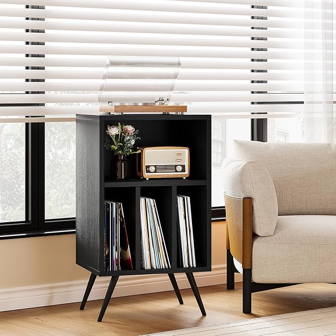 Record Player Stand, Vinyl Record Storage Cabinet - Image 3