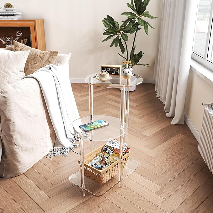 Eglaf Acrylic Round Side Table - Image 2