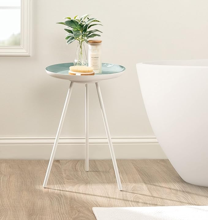 Kate and Laurel Laranya Modern Side Table; 15 x 15 x 23; Blue and White; Chic - Image 2