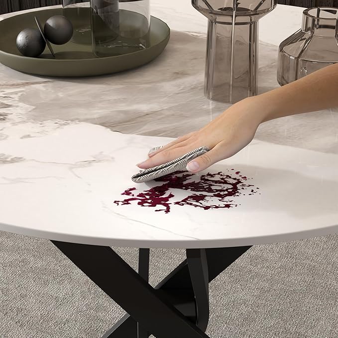 Marble Round Dining Table for 2-4 - Image 4