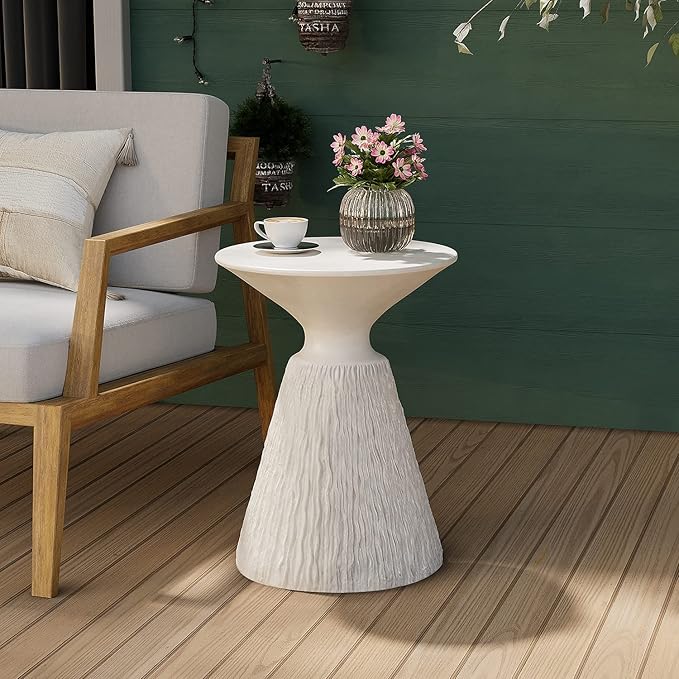 COSIEST Outdoor Side Table, Mushroom Shaped MgO Accent Table, Lightweight Patio by COSIEST