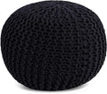 FRELISH DECOR Round Pouf Ottoman Hand Knitted 100% Cotton Pouf Foot Stool by FernishDecor