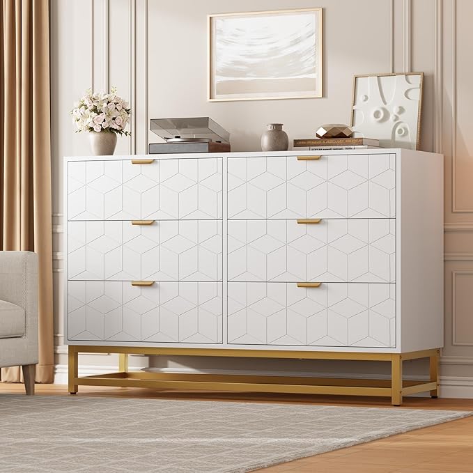 GAOMON White Dresser for Bedroom, Modern 6 Drawer Double Dresser - Image 4