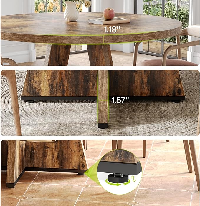 LITTLE TREE Round Dining Table for 4-6 People, 47 Inches Dining Room Table - Image 6