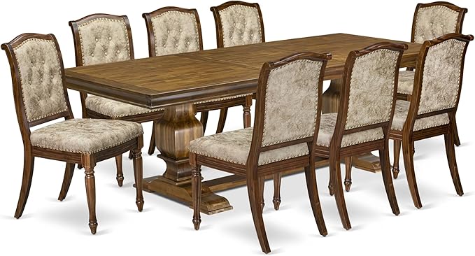 LKMA9-AWA-36 9 Pieces Dining Table Set Includes a Rectangular Dining Table and - Image 2