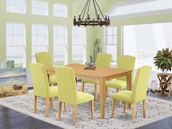 East West Furniture CAEN7-OAK-07 7 Piece Dining Table Set Consist of a - Image 2