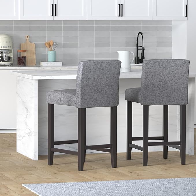 CHITA Counter Height Bar Stools Set of 2, Fabric in Fog Grey - Image 2
