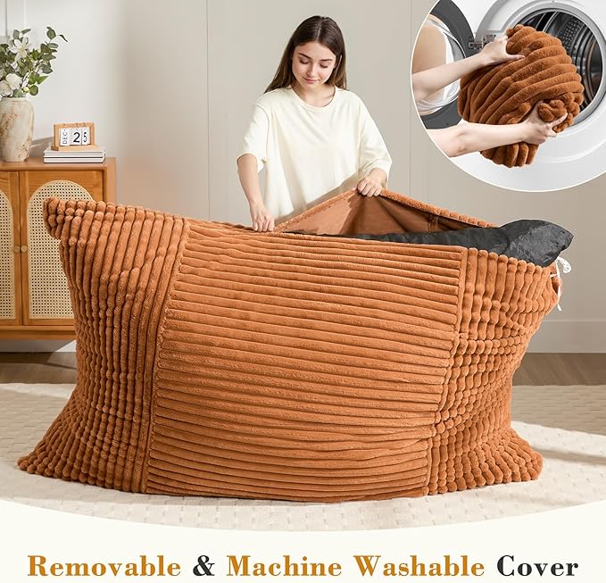 3-in-1 Giant Bean Bag Chair for Adults & Kid, Convertible Floor Sofa to Mattress - Image 4