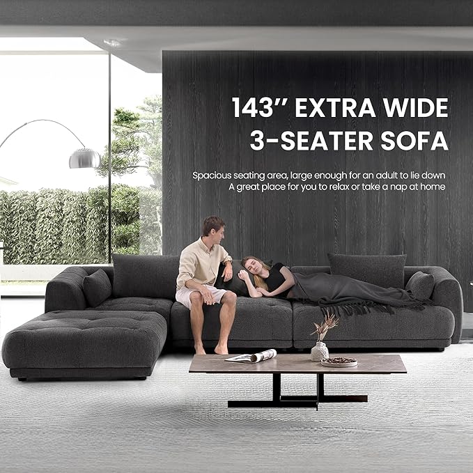 COLAMY 144" Modular Sectional Chenille Couch - Image 4
