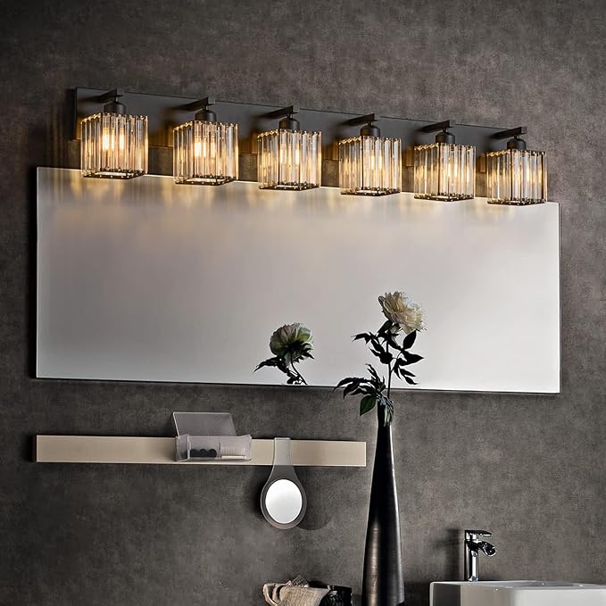 Modern Black Crystal Bathroom Vanity Light - Image 3