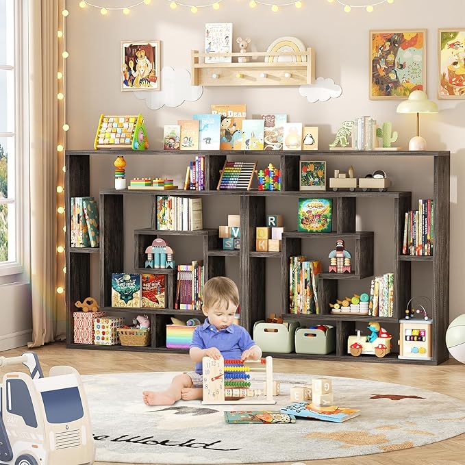 armocity 6 Tier Display Book Shelf Wall Mounted Bookshelf Freestanding - Image 7