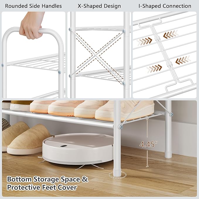 Hoctieon 4 Tier Mesh Style Shoe Rack, Entryway Shoe Shelf, Shoe Storage - Image 7