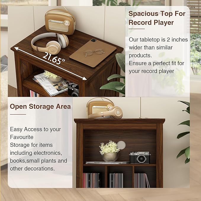 Farmhouse Record Player Stand, 3 Tier End Table, Turntable Stand - Image 3