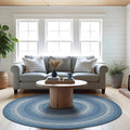 Denim Blue Round Braided Rug, Dining Room, Everywhere by Homespice