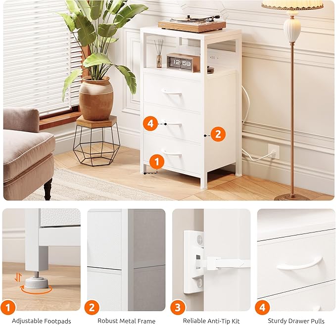 NightStand Bedside Charging Table Bedroom - Image 6
