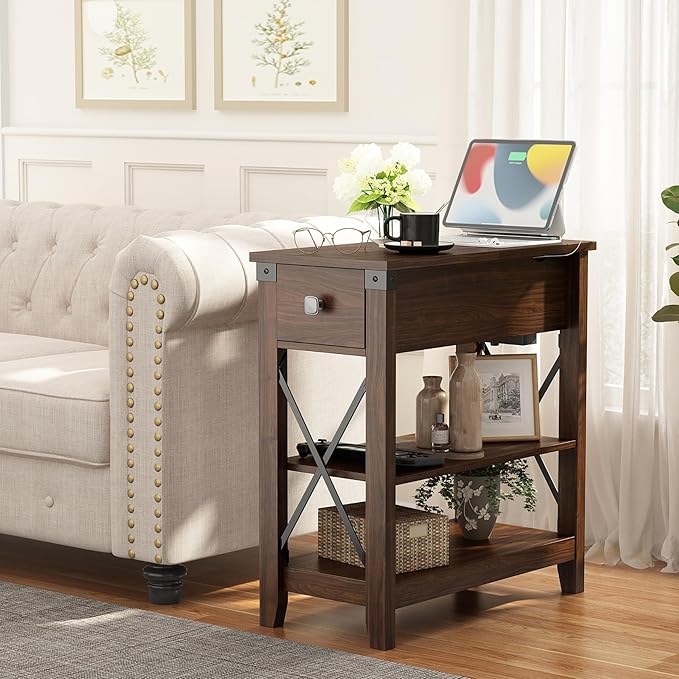 Narrow End Table with Charging Station - Image 2