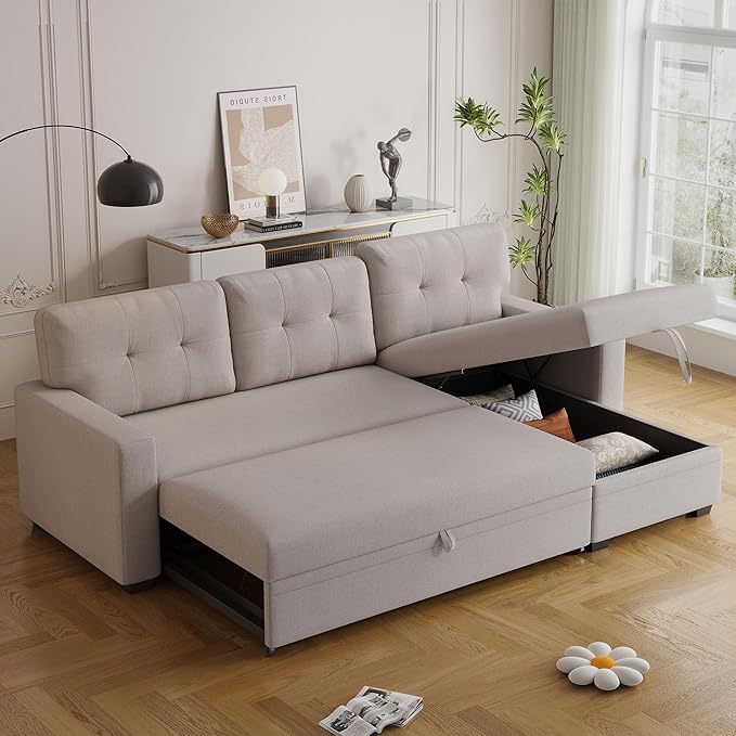 Ball & Cast Convertible Sectional Sleeper Sofa Bed L Shaped 4 in 1 Pull Out - Image 5