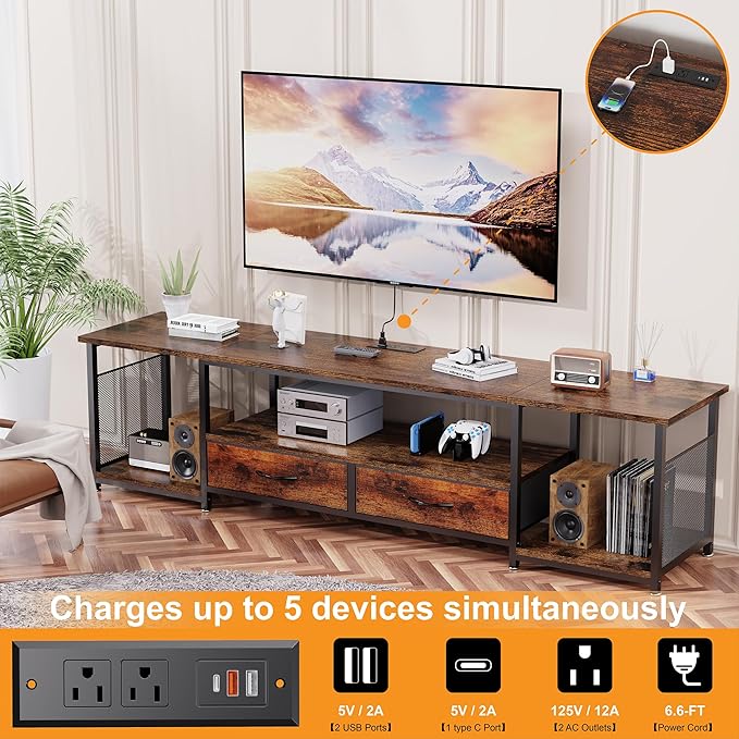 TV Stand with Drawers and Power Outlets - Image 3